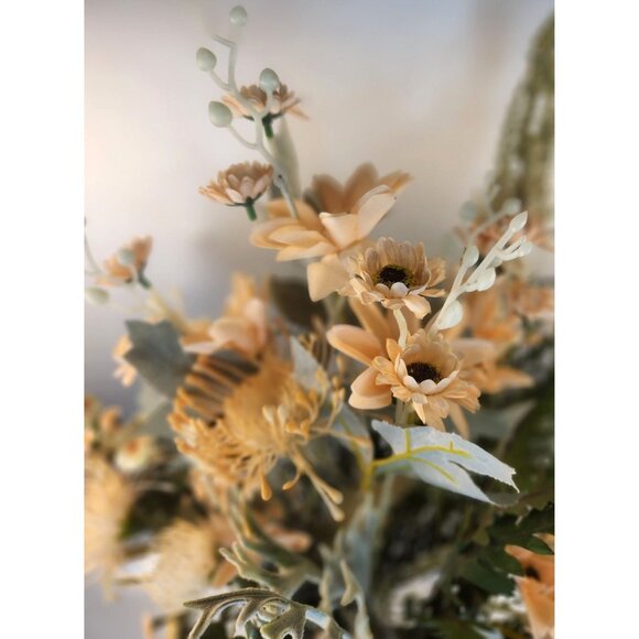 Silk Floral Arrangement Peach Beige Neutral Faux Bouquet 10 Stems Artificial Flo - Picture 14 of 16